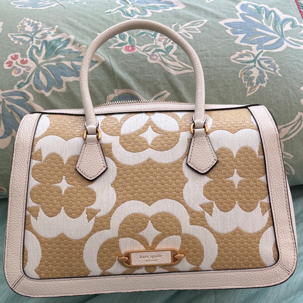 Kate Spade Floral Tan And Cream Satchel